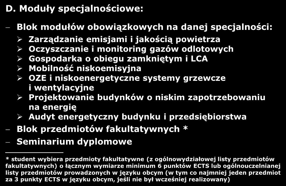 Plan studiów II stopnia na kierunku Inżynieria Środowiska (WGGiIŚ) A.