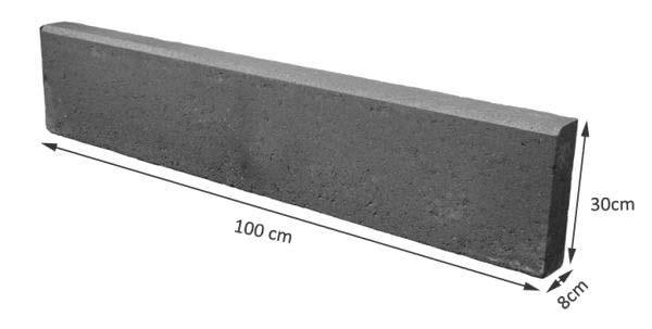 wykazu materiałów do robót. Zadanie 18. Ile mieszanki betonowej zużyto do wykonania obrzeża o wymiarach podanych na rysunku? A. 0,300 m 3 B. 0,080 m 3 C. 0,024 m 3 D.