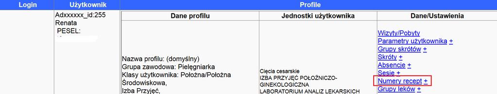 W systemie Medicus On-Line istnieje również drugi sposób dodawania recept. Należy kliknąć na zakładkę 'Użytkownicy' a następnie odszukać danego użytkownika, któremu chcemy przypisać pulę recept. Rys.