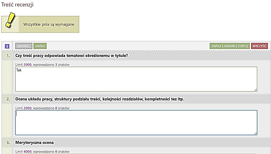 B. Wpisywanie recenzji prac dyplomowych Krok 5