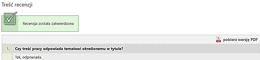 recenzji zatwierdzenie recenzji, wtedy jej treść staje się