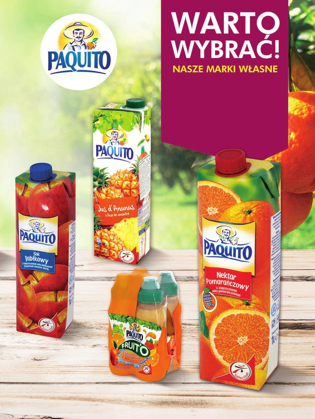 Sok Paquito l 3, 2% 3 49 2, 2 49 6% Nektar Paquito pomarańczowy l Sok jabłkowy Paquito l 2,