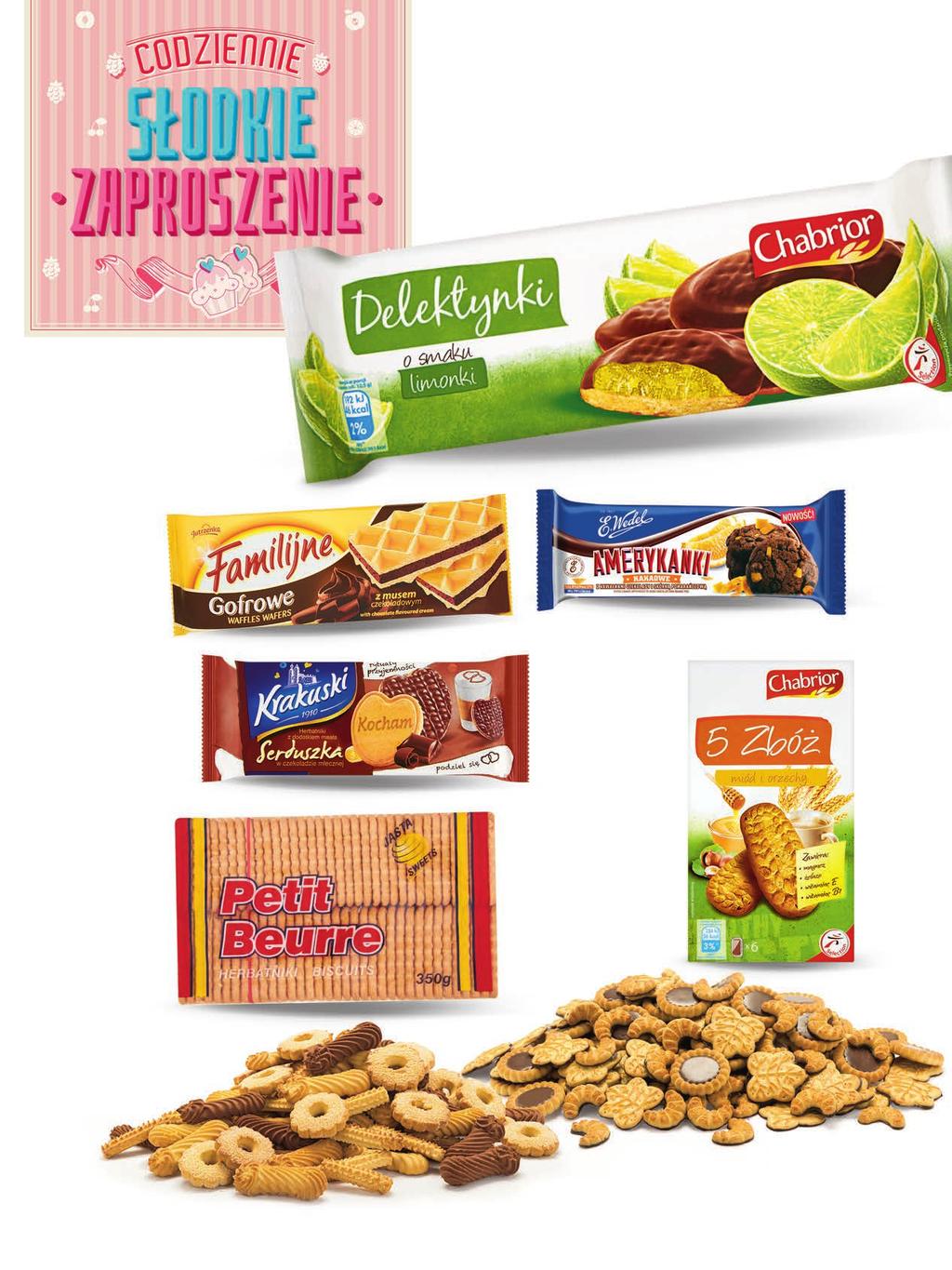 Delektynki Chabrior 50 g,,33 zł / 00 g 2,59 23% Wafle Familijne Jutrzenka 50-60 g od,68 do,79 zł / 00 g 3,29 8% 2 69 Ciastka Krakuski 43-60 g od 2,06 do 2,30 zł / 00 g 3, 7% 3 29 Petit Beurre Simsek