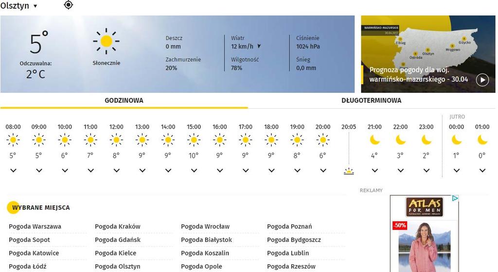 [9/31] Portale wczytywaną do przeglądarki. Możemy również sprawdzić pogodę w poszczególnych regionach i w określonym czasie.