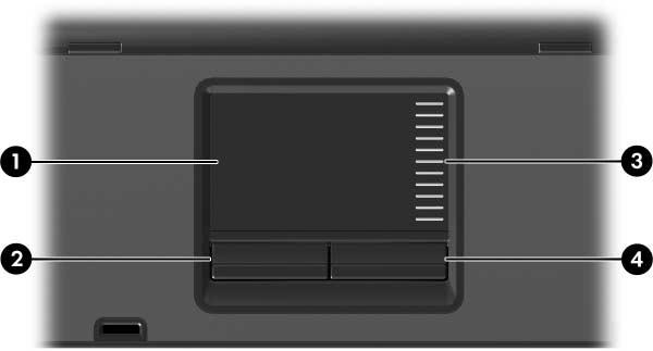 1 Urz dzenia wskazuj ce Płytka dotykowa TouchPad (tylko w wybranych modelach) Na poniższej ilustracji przedstawiono, a w poniższej tabeli opisano płytkę dotykową TouchPad komputera.