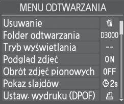 Przycisk G 2 Wyróżnij ikonę bieżącego menu.