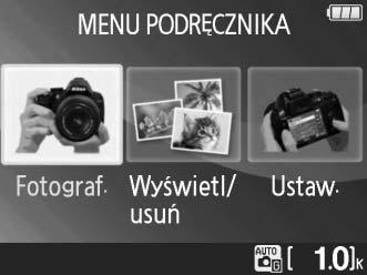 Wyświetlanie/usuwanie: wyświetlanie i usuwanie zdjęć w trybie podręcznika Aby wyświetlać i usuwać zdjęcia, wybierz opcję Wyświetl/usuń.