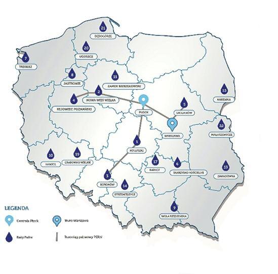 Przemysł i Handel Naftowy Raport roczny 2016 49 Odcinek ten łączy Bazę w Miszewku Strzałkowskim z Bazą w Gdańsku za pomocą pojedynczego rurociągu: długość trasy to 235 km; przepustowość nominalna: 27