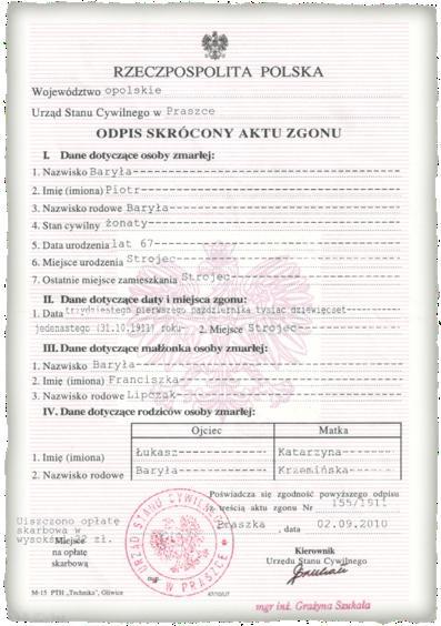 odpis (2009) aktu zgonu