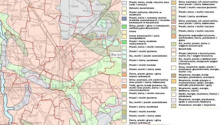 Rysunek 19. Położenie geologiczne Gminy Inowrocław GLEBY Źródło: Państwowy Instytut Geologiczny, Centralna Baza Danych Geologicznych, web3.pgi.gov.