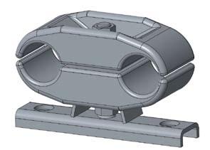zaciski Clamps UchWyty przelotowe sztywne dwuprzewodowe parallel GROOVe CLAmpS WiTH SUppORT Do uchwycenia przelotowego wiązki dwuprzewodowej na izolatoarch wsporczych these clamps are used to through