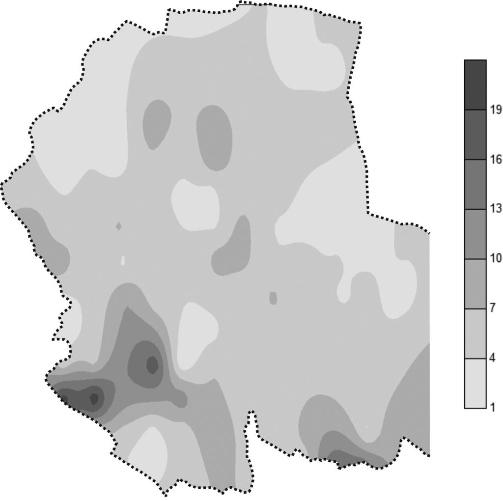 m, oznaczonym przez Pasieczną (2014). Jest to jednocześnie najmniejsza wartość w zakresie podawanym przez KabatęPendias i Pendias (od 0,05 do 0,3 mg kg 1 s.m.) jako naturalne stężenie Hg w glebie.