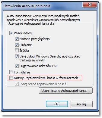 W tym celu należy w zakładce Prywatność w części Blokowanie wyskakujących okienek w opcji Ustawienia wpisać adres