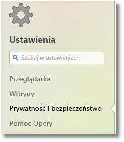 Wybrać zakładkę Prywatność i bezpieczeństwo oraz skonfigurować odpowiednio ustawienia.