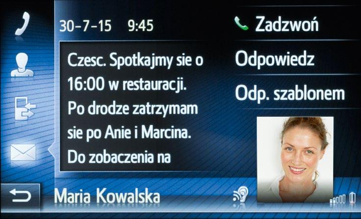 SMS Dodatkowym udogodnieniem w systemie Toyota Touch 2 jest możliwość odczytywania i odpowiadania na SMS-y.