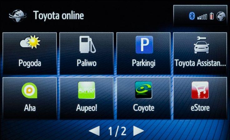 APLIKACJE MULTIMEDIALNE System Toyota Touch 2 with Go oferuje szeroki wybór aplikacji multimedialnych, dzięki którym podróż będzie upływać znacznie bardziej komfortowo.