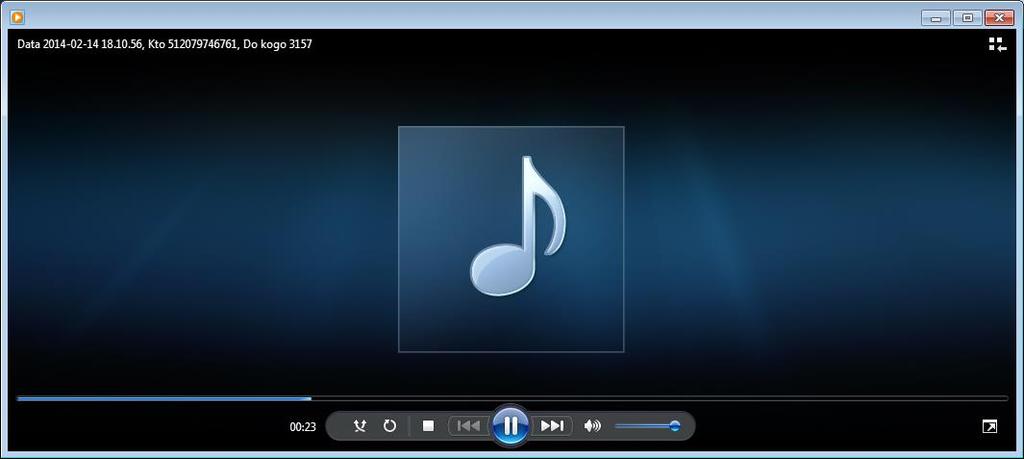 Treść audio jest odtwarzana za pomocą systemowego odtwarzacza multimediów Windows Media Player.