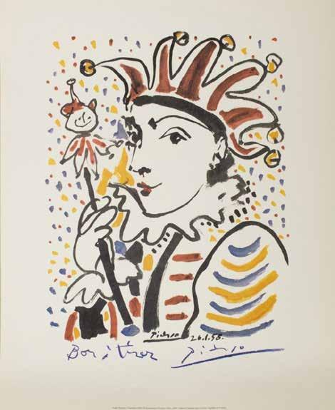 76 73. Pablo Picasso, Carnaval de Nice 1958 litografia offsetowa kolorowa na papierze czerpanym Modigliani 270 g sygn. z płyty Picasso 26.01.1958, na odwrociu stempel Origine garantie art.org.es,wym.