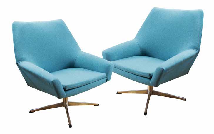 95 92. Fotele obrotowe DDR, lata 60. XX w. metal, tkanina obiciowa wysokogatunkowa wys.: 76, wys.