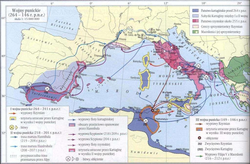 WOJNY Z KARTAGINĄ Po opanowaniu całej Italii Rzymianie nie zakończyli podbojów za kolejny cel wyznaczyli sobie Sycylię.