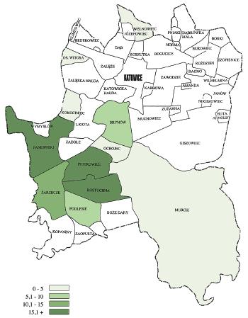 THE COMMUNITY OF THE NEW SINGLE FAMILY DETACHED HOUSING ESTATES AND CHANGES IN HOUSING CONSTRUCTION IN KATOWICE AREA a A R C H I T E C T U R E Map 1.