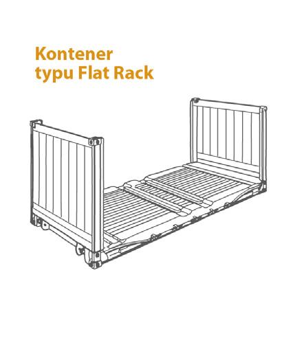 FLAT RACK Typ: FLAT RACK Inne nazwy: Kontener z otwartym dachem i bokiem, Flat, Kontener o podstawie płytowej Przeznaczenie: Kontener do przewoŝenia ładunków ponadgabarytowych lub takich, których