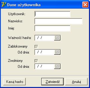 Użytkownik z uprawnieniami Administratora systemu może wprowadzać nowych użytkowników poprzez kliknięcie pierwszej ikony Dodaj.