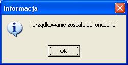 3.9. Porządkowanie bazy Dokumentacja System INSEMIK II Po wyborze tej funkcji pojawi się pytanie do akceptacji: Po akceptacji pytania zostaną wykonane procedury związane z uporządkowaniem