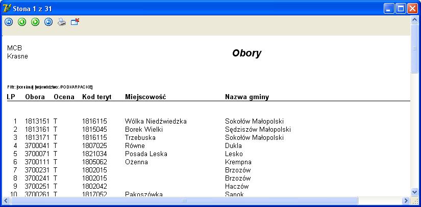 Jeżeli przed użyciem klawisza Zatwierdź, zostanie zaznaczone pole LP, to automatycznie pierwszą kolumną na wydruku będzie właśnie LP i kolejne numery