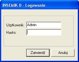 2. Logowanie do systemu Po uruchomieniu programu INSEMIK pojawi się