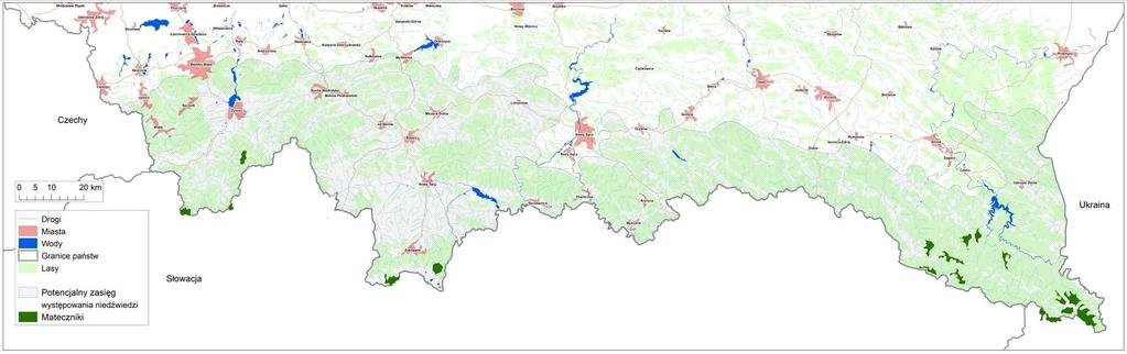 3 5,46 Beskid Żywiecki Nadleśnictwo Węgierska Górka and Jeleśnia Matecznik obejmuje teren położony wzdłuż grzbietu górskiego z kulminacją w rejonie Romanki.