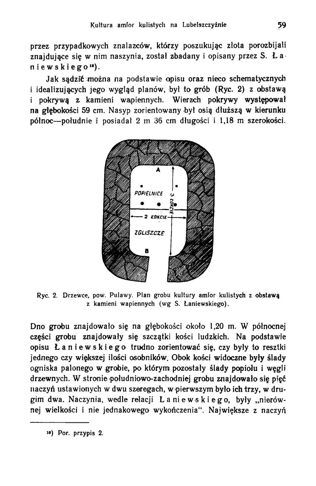 Kultura amfor kulistych na Lubelszczyźnle 59 przez przypadkowych znalazców, którzy poszukując złota porozbijali znajdujące się w nim naszynia, został zbadany i opisany przez S. Ł a niewskiego ).