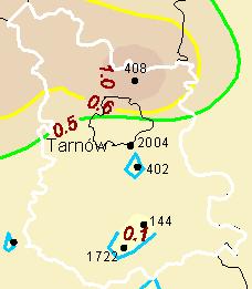 Informacja o stanie środowiska w powiecie tarnowskim w 2006 roku 29 Ocena stopnia zanieczyszczenia wód amoniakiem.