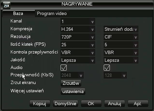 Standard Video standard wyświetlania, do wyboru PAL lub NTSC Auto wylogowywanie 0 min Nazwa urządzenia dowolna nazwa urządzenia wybrana przez użytkownika 4.1.