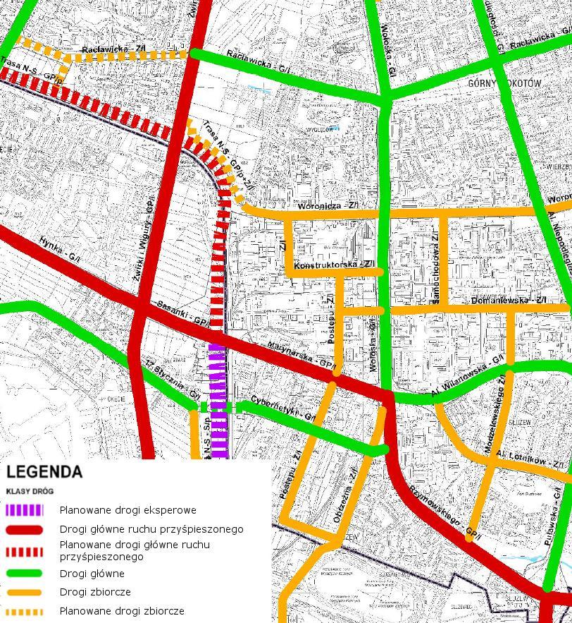 5.1.1.4. Planowane inwestycje wynikające z SUiKZP oraz MPZP SUiKZP oraz MPZP przewidują, iż sieć komunikacyjna analizowanego obszaru oraz okolic będzie się rozwijać.