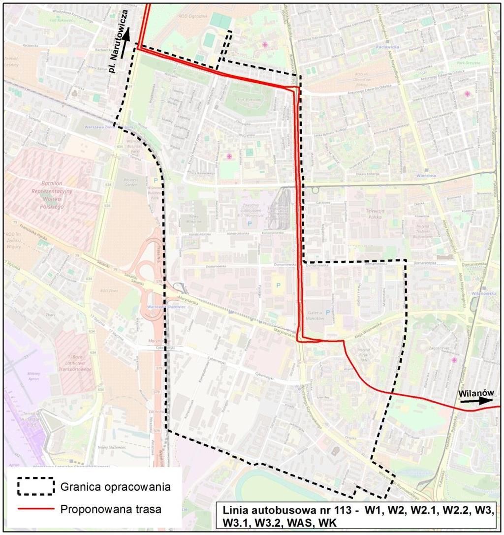 autobusowym w wariancie W1, W2, W2.