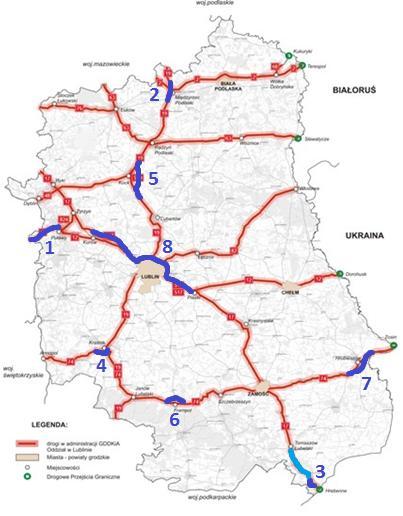 Zadania inwestycyjne zrealizowane w latach 2006 2016 1. S12: I etap budowy obwodnicy Puław (12,7 km) 2. S19: obwodnica Międzyrzeca Podlaskiego (6,6 km) 3.