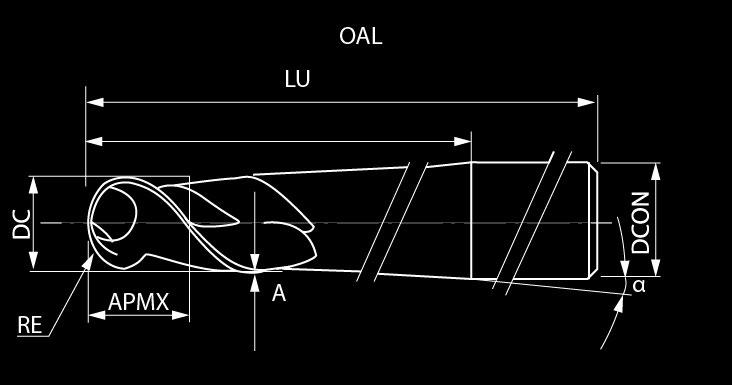 2-flute ball nose router, conical (supernitride coated / high supernitride coated) 2-ostrzowy pilnik, kulisty,