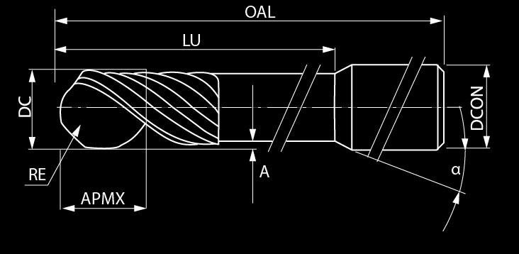 1-flute ball nose router (uncoated) 1-ostrzowy pilnik, kulisty (niepokrywany) UDP20 UDP20010050A03002052 1.0 0.50 2 52 16 3 1 0.025 18 A 31 UDP20015075A03003052 1.5 0.75 3 52 18 3 1 0.