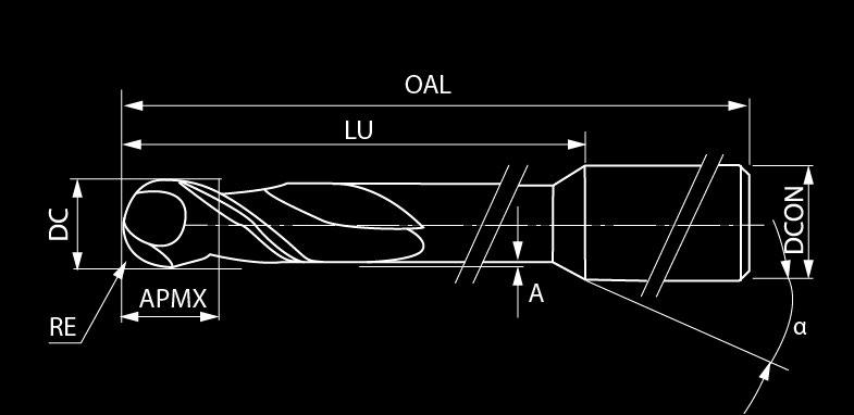 2-flute ball nose router (supernitride coated) 2-ostrzowy pilnik, kulisty (pokrywany superazotkiem) UDT10 UDT1001005XA03003038 1.0 0.50 3 38 8 3 2 0.025 18 A 21 UDT10010050A03003038 1.0 0.50 3 38 10 3 2 0.