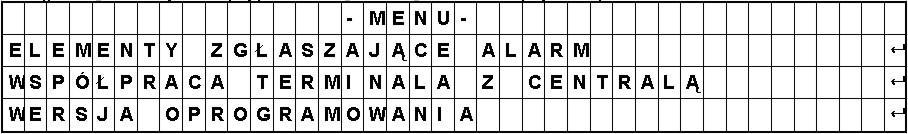 ID-E305-001 27 Z poziomu terminala możliwy jest podgląd elementów zgłaszających alarm w centrali, do której jest podłączony terminal.