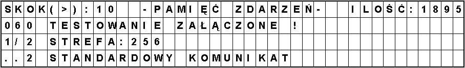 ID-E305-001 33 Po wybraniu opcji PAMIĘĆ ZDARZEŃ, na wyświetlaczu pojawi się okno, na którym w prawym górnym rogu pokazywana jest ilość zdarzeń w pamięci, w lewym górnym rogu pokazany jest parametr