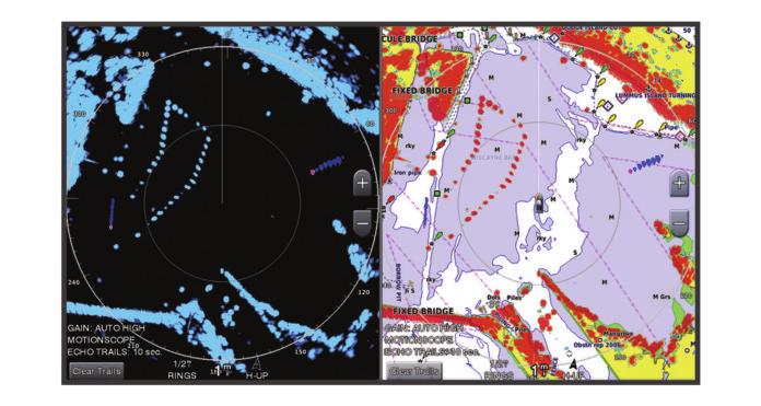 Funkcja MotionScope podświetla na wyświetlaczu radaru poruszające się obiekty, co umożliwia nawigację pomiędzy innymi łodziami lub podczas złej pogody oraz kierowanie się na łowisko, na którego