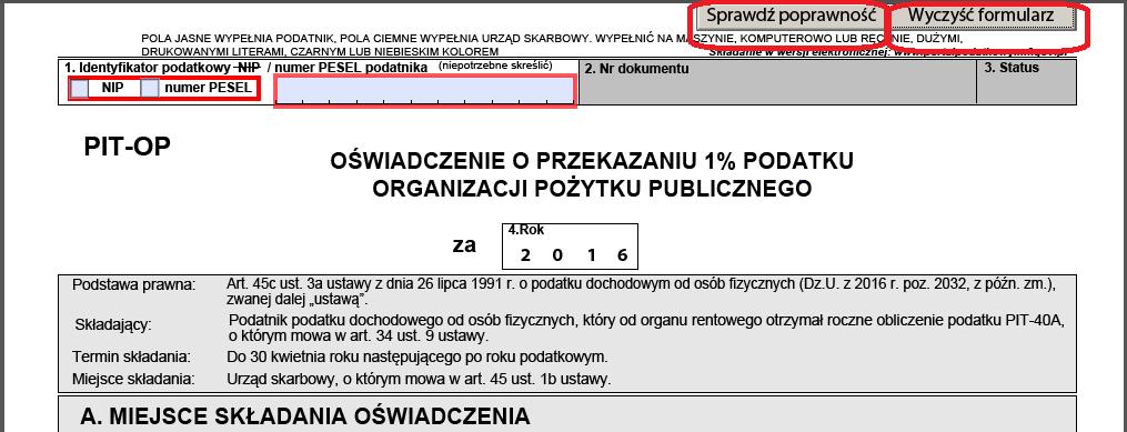 5. ZŁOŻENIE PIT-OP PRZY UŻYCIU FORMULARZA INTERAKTYWNEGO W celu złożenia wniosku PIT-OP przy użyciu formularza interaktywnego niezbędny jest: - komputer z zainstalowanym systemem operacyjnym Windows