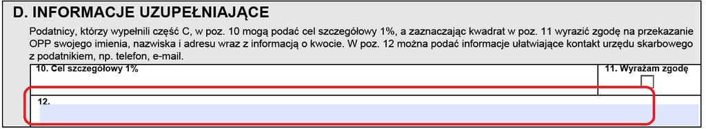 9 - Po wpisaniu numeru KRS Organizacji Pożytku Publicznego, można podać w poz.