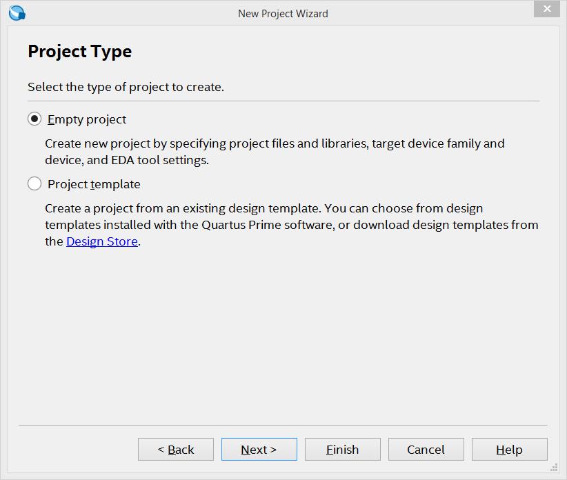 Kolejnym krokiem jest wybór typu projektu, Empty project lub project template.