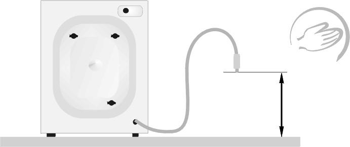 INSTALACJA PRALKI III. Podłączenie wody Wąż zasilający z uszczelkami znajduje się w bębnie pralki. Ciśnienie wody min. 0,1 MPa (1 bar), max. 0,8 MPa (8 bar). Pralkę należy zasilać zimną wodą.