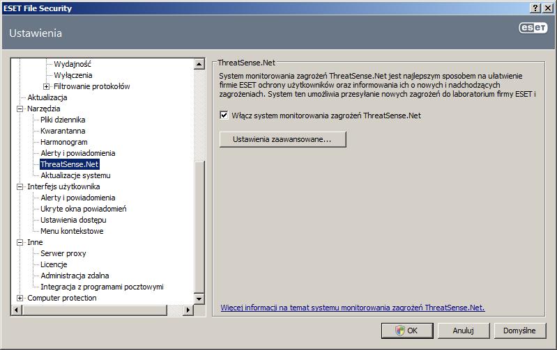 4.12 ThreatSense.Net System monitorowania zagrożeń ThreatSense.Net pomaga zapewnić natychmiastowe i ciągłe informowanie firmy ESET o nowych próbach ataków.