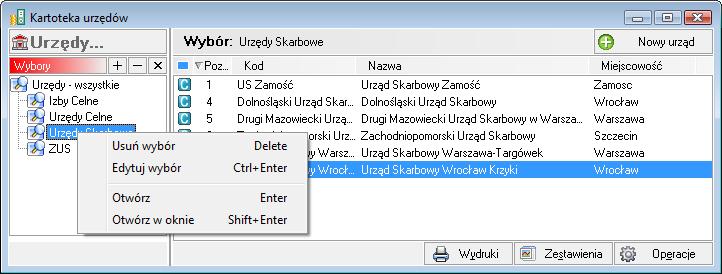 się po kliknięciu prawym przyciskiem myszy na obszarze lewego okna kartoteki. Rys.