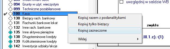 Znacznik uwzględnij w saldzie WB umożliwia uwzględnienie salda danego konta w wyciągu bankowym.